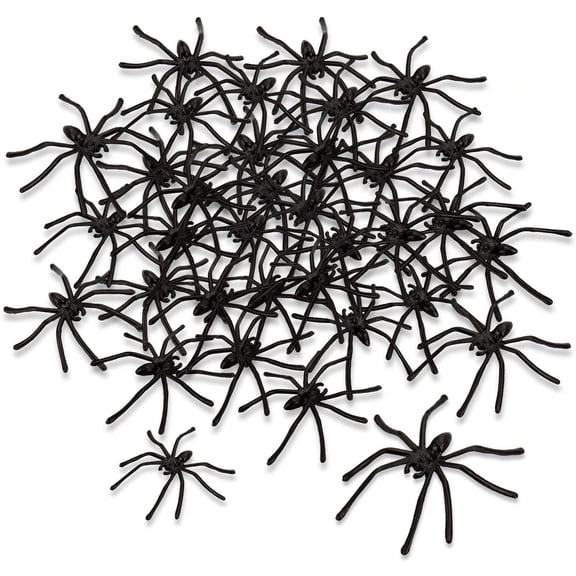 20 Pcs Halloween Plastic Spiders, 1.8''x2'' Realistic Black Fake Spider Props for Halloween Home Decorations and Prank
