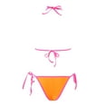 thumbnail image 6 of GEWSEY Women's Extreme Sexy Swimsuit Color Block Micro Bikini Tie Side 2 Piece Bathing Suits (Orange, M), 6 of 9
