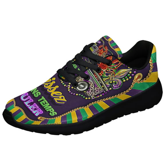 Laissez Les Bons Temps Rouler Mardi Gras Louisiana Shoes Sneakers Black Size 3.5