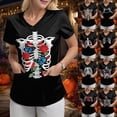 thumbnail image 2 of Godom V Neck Fall Shirts for Women Graphic T Shirts Cute Halloween Tee Tops, 2 of 7