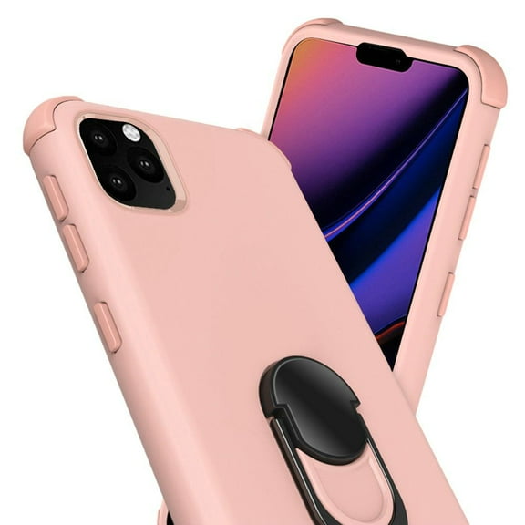 Apple iPhone 12 /iPhone 12 Pro (6.1") Case Magnetic Ring Kickstand Hybrid Tuff Armor Protective Stand 3 Layer Heavy Duty ,Xpm Phone Cover for iPhone 12, 12 Pro - Rose Gold