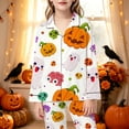 thumbnail image 2 of Afdoent Girls Pajamas Set Halloween Pumpkin Ghost Print Sleepwear Soft Long Sleeve Button-Down Sleepwear Nightwear 2Pcs Pajama Sets Loungewear Comfortable For Kids Holiday 11-12 Years, 2 of 5
