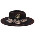 thumbnail image 5 of Big Wide Brim Boho Western Hat for Women and Men - Felt Rancher Fedora Panama Hat with 4 inches Flat Brim Cowboy Hat, 5 of 8