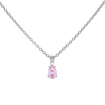 925 Sterling Silver Womens Pink Pear Cubic Zirconia Tear Drop Charm Necklace 16   2 Inch 10.4x4.4mm Wide Pendant Necklac