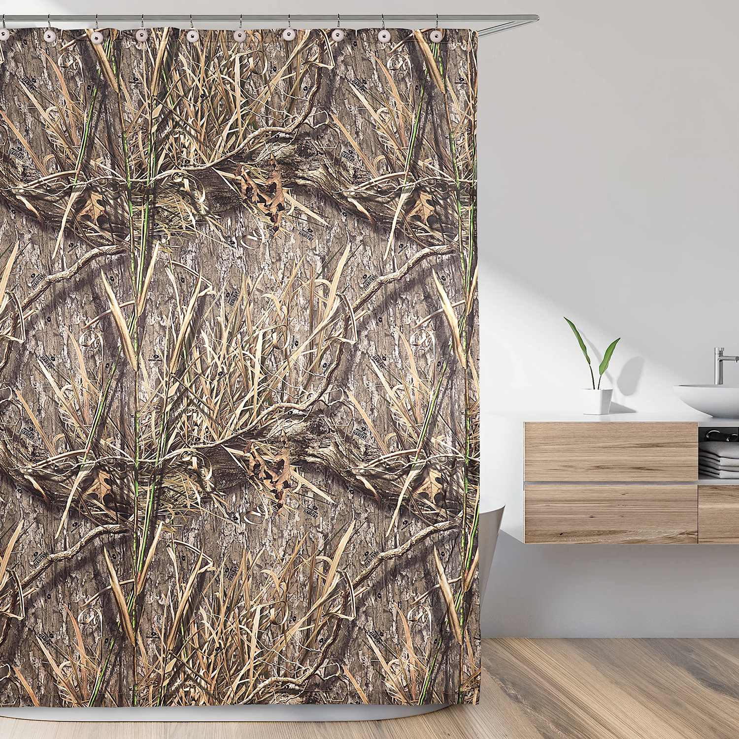 Mossy Oak Shadow Grass Habitat Camouflage Shower Curtains 72 x 72 Inch
