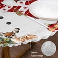 thumbnail image 3 of Grey Christmas Round Tablecloth, Fitted Table Cover with Elastic for 55"-60" Round Tables, Red Snowman Xmas Tree Snowflake Winter Table Cloth Outdoor Indoor Dinning Party Waterproof Tablecloths, 3 of 7