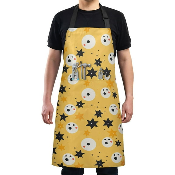 Start and Ghost Kitchen Apron with 2 Pockets Adjustable waterproof Cooking Aprons for Women Men Chef