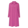 thumbnail image 4 of Women Spring Summer Casual Solid Color Lapel Button Long Shirt Dress, 4 of 6