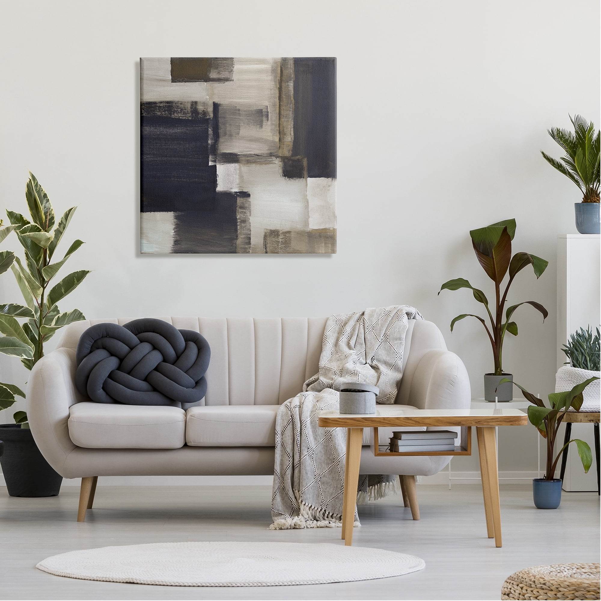 Stupell Industries Abstract Black & Brown Abstract Painting Gallery Wrapped Canvas Art Print Wall Art, 30 x 30