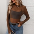 thumbnail image 4 of Mesh Tops for Womens Fashion Sheer Slim Fit Mock Neck Mesh Long Sleeve Top 2026 Sexy Trendy Going Out Sheer Shirts, 4 of 6