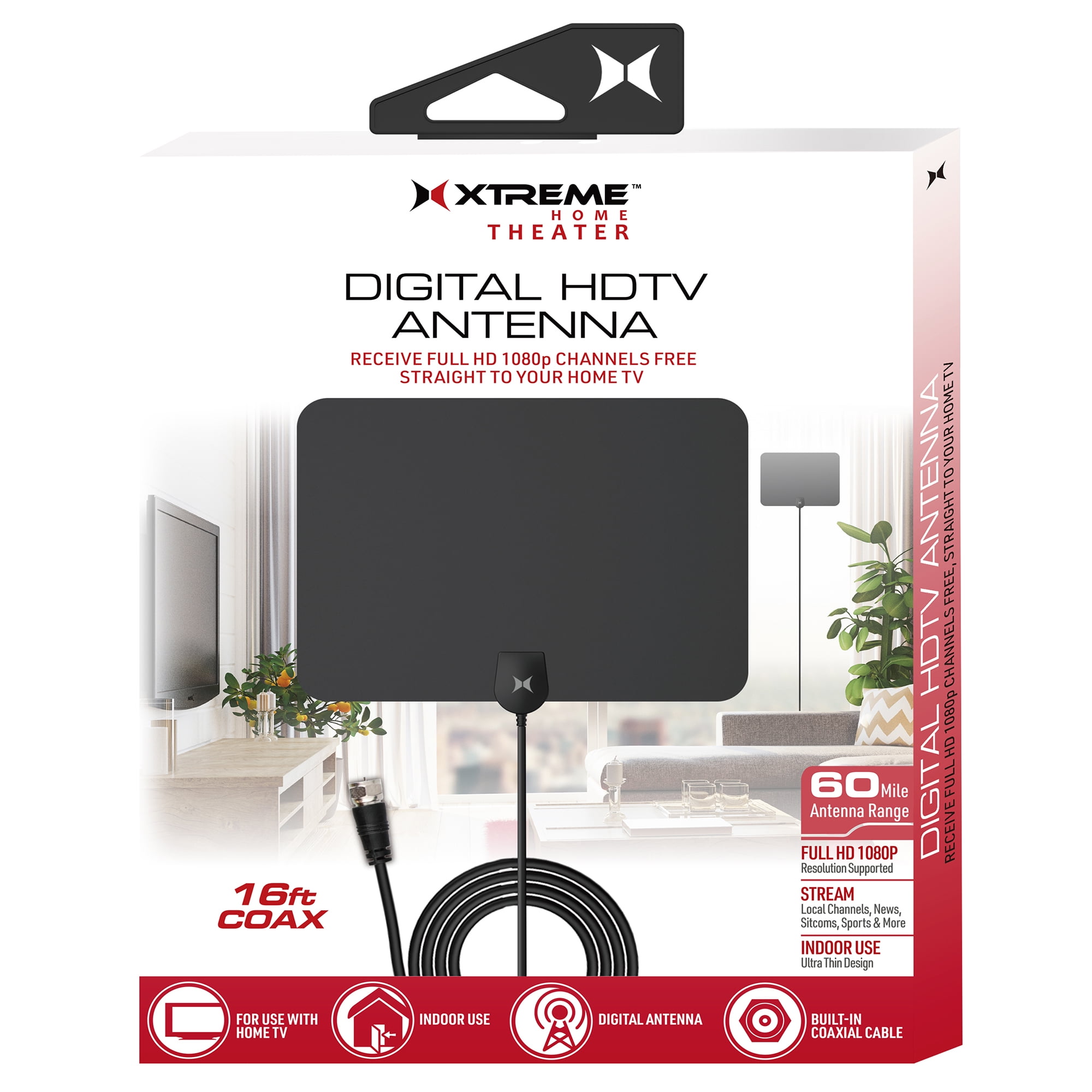 Antena de TV multidireccional interior amplificada - HD-1 - MaxiTec