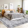 thumbnail image 3 of FairOnly Grey 6'x9'Vintage Floral Area Rug for Living Room Non Slip Low Pile Foldable Distressed Carpet for Bedroom Kitchen, 3 of 7