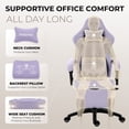 thumbnail image 4 of GOOSEA Ergonomic Gaming Chair with Footrest and Lumbar Support, Breathable Fabric Office Chair with Cooling Gel Seat Pad and Storage Bag, Home Computer Desk Chair, Purple, 4 of 9