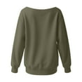 thumbnail image 4 of XIAOCHA Womens Sweatshirts Autumn Solid Color Slanted Neck Off Shoulder Pullover Top Simple Vintage Long Sleeves Loose Elegant Sweatshirt L, 4 of 5