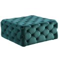 thumbnail image 4 of Steve Silver Ottoman Carré en Velours Vert Belham Capitonné, 4 of 5