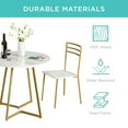 thumbnail image 5 of VECELO 3 Piece Dining Table Set with 2 Chairs, Small Kitchen Table Set for 2, Metal Frame and Faux Marble Table Set for Dining Room, Living room, Small Spaces, Gold Frame & White Finish, 5 of 15