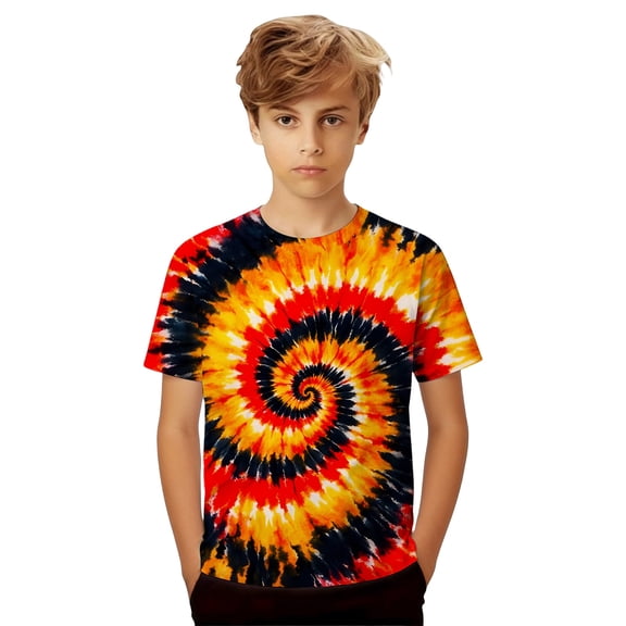 CONROSES Boys Short Sleeve Tshirts Tie Dye Summer T-Shirts Tee Tops, Sizes 1-2 Years