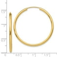 thumbnail image 3 of Real 14kt Yellow Gold Polished Round Endless 2mm Hoop Earrings; for Adults and Teens; for Women and Men, 3 of 3