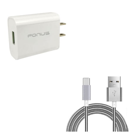 Quick Home Charger w Metal USB-C Cable for Samsung Galaxy A73 5G A53 5G A33 5G A13 5G A03s Phones - 18W USB Travel Wall 6ft Type-C Charger Cord Power
