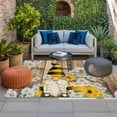 thumbnail image 2 of Daisy Floral Outdoor Rug for Patio/Deck/Porch, Non-Slip Large Area Rug 5 x 7 Ft, Farmhouse Wood Grain Bee Gnomes Flowers Indoor Outdoor Rugs Washable Area Rugs, Reversible Camping Rug Carpet Runner, 2 of 8