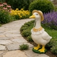 thumbnail image 3 of Fresh Pastoral Porch Goose Outfit - Woven Straw Hat (with Adjustable Drawstring) & Yellow-White Gingham Lace Collar Set, Gentle Durable Materials,Ideal for Porches, Patios, Gardens & Indoor Decor, 3 of 6