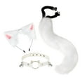 thumbnail image 2 of Ensemble de 3x Oreilles et Queue en Peluche Couvre-Chef Collier Ras du Cou Blanc, 2 of 8