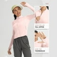 thumbnail image 4 of Pitauce Women's UPF 50+ Sun Protection Shirts Long Sleeve Full Zip Cropped Rash Guard Slim Fit Lightweight Workout Athletic Shirt, 4 of 9