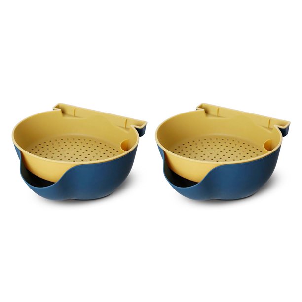 Colador de doble capa Cateissary colorido con soporte para teléfono azul oscuro 2Conjunto