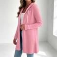 thumbnail image 6 of Sweatshirt for Women Soft Cozy Ribbed Knit Zip Up Hooded Coat Side Pockets Drawstring Hood Home for Lounge Travel Layering | TruBelle,Pink S, 6 of 7