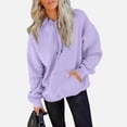 thumbnail image 2 of Wutalume Women's Casual Pocket Hoodie with Drawstring Pullover Sweatshirt Top, Fashionable and Comfortable for Everyday Wear,Light Purple 2XL, 2 of 6