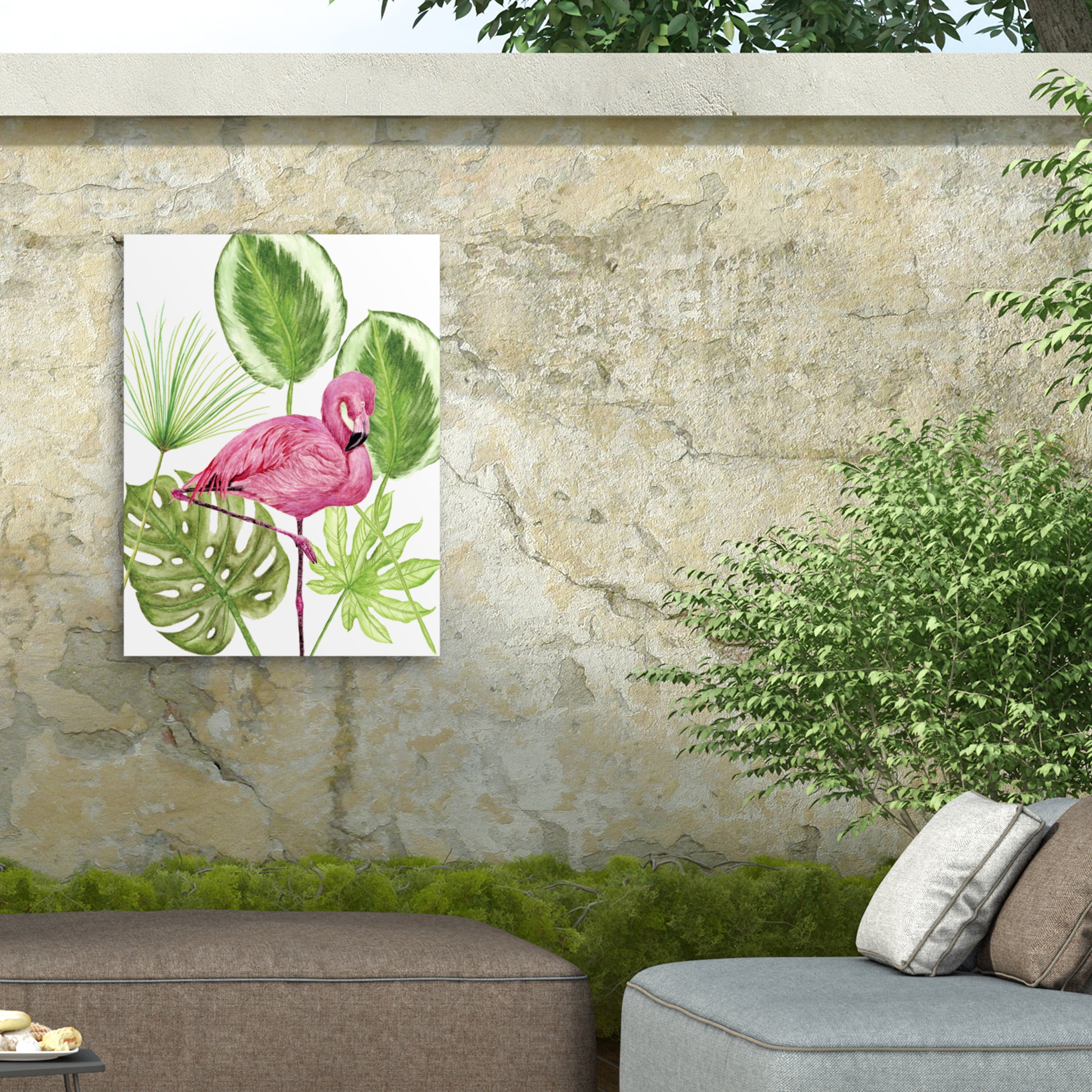 Melissa Wang 'Tropical Flamingo II' Outdoor Canvas 47x47