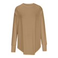thumbnail image 4 of Women's T-Shirts Casual Solid Color Loose Round Neck Long Sleeve Thumb T Shirt Pullover Top for Everyday Wear and Comfort, 4 of 6