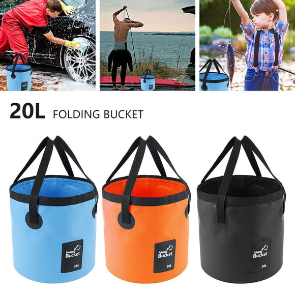 Vensio -20L Premium Collapsible Water Bucket with Handle, Portable 5.2 Gallon Folding Basin for Camping Fishing Hiking, Lightweight Outdoor Car Washing Bucket Orange