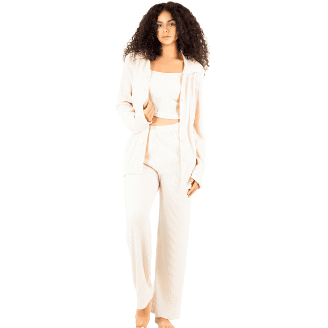 Conjunto Pijama 3 Piezas Pantalón Top Camison Mujer