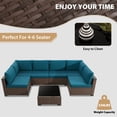 thumbnail image 7 of KIGOTY 7 Piece Outdoor Patio Furniture, Wicker Rattan Outdoor Conversation Set Sectional Sofas for Backyard, Garden, Brown-Blue, 7 of 7