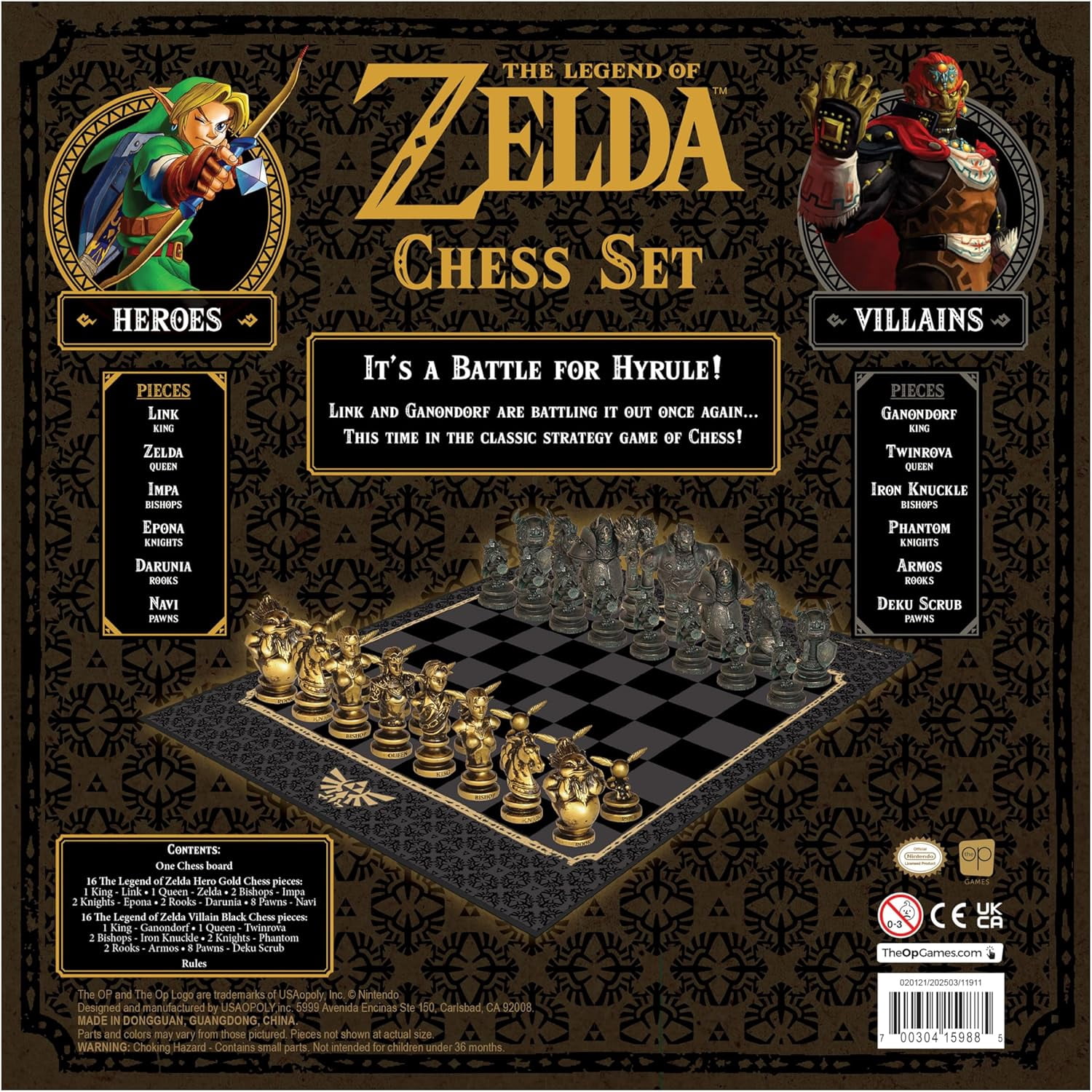 The Legend of Zelda Collector's Chess Set, Link vs. Ganondorf Strategy Game, 32 Custom Sculpted Hero & Villain Pieces, Classic Board Game for Zelda Fans, Officially Licensed Nintendo Merchandise