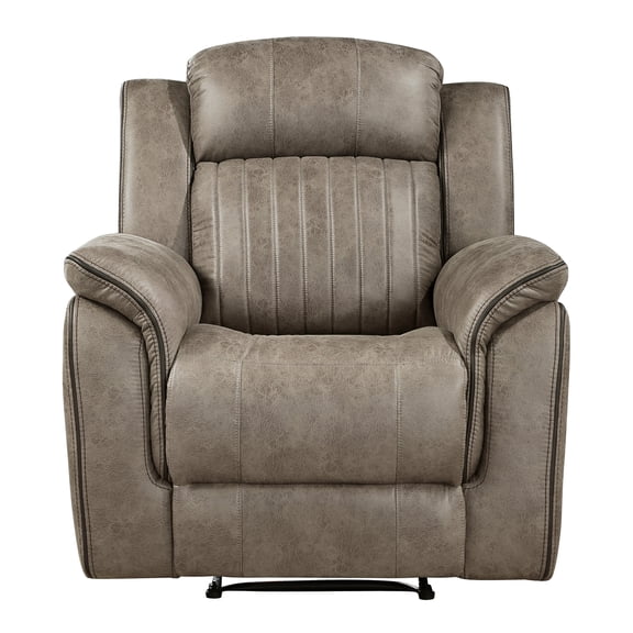 JERFIT Power Recliner Chair with Pillow-Top Arms, Plush Tufted Fabric Single Reclining Chair for Living Room, Classic Brown Recliner