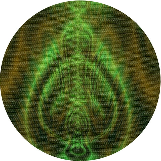 Ahgly Company Machine Washable Indoor Round Transitional Dark Lime Green Area Rugs, 7' Round