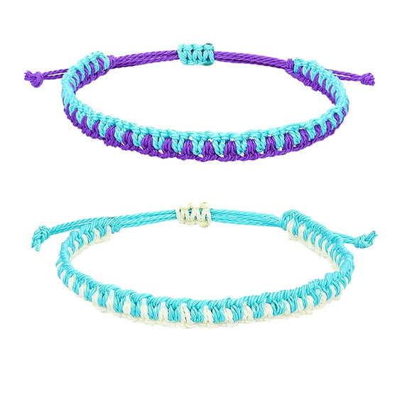 2pcs Two-color woven hand rope Bracelet for Women Men Boys Girls, Adjustable Woven Rope Bracelet