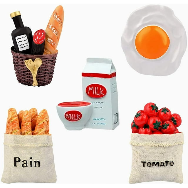 Juego de 5 imanes de resina NQ para refrigerador con alimentos en 3D decorativos