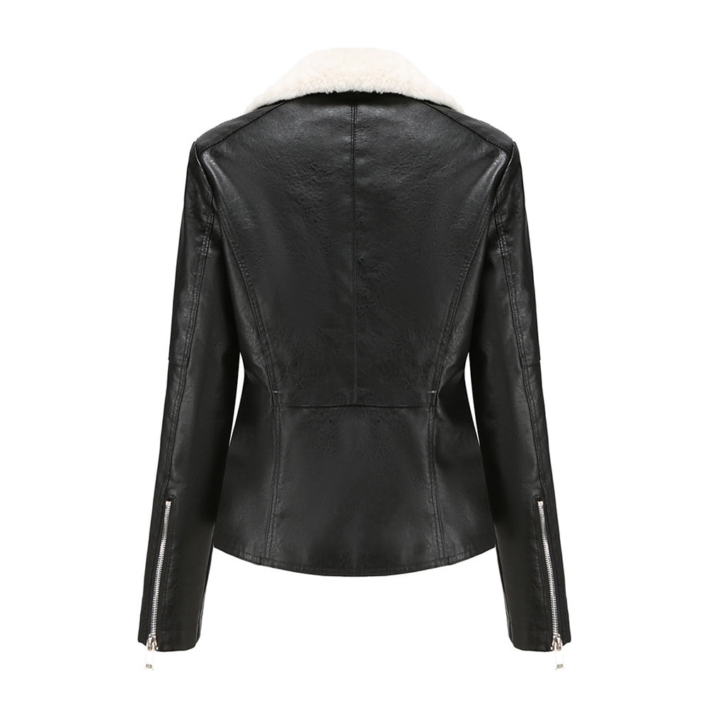 Leather Jackets for Women Zpanxa Women Faux Leather Moto Biker Short Coat Jacket, Plus Size Short Lightweight Motorcycle Biker Jacket, Fitted Slim Jackets Coat Black A L