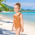 thumbnail image 5 of Girls Ruffled One Piece Swimsuit Summer Beach Vacation Swimwear Tank Swimsuit Orange Element, 5 of 8