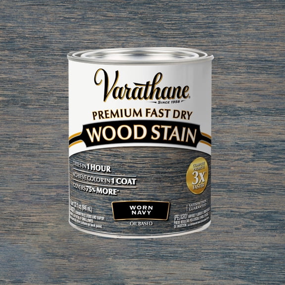 Worn Navy, Varathane Premium Fast Dry Wood Stain-297428, 32 fl oz