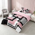thumbnail image 2 of Homewish Modern Geometric Twin Comforter Sets, Pink White Black Bedding Set, Pink Reversible, 2 Pieces 1 Comforter and 1 Pillowcase, 2 of 6
