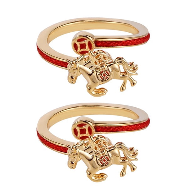 Anillo giratorio con diseño de caballo y dinero para mujer, año 2026, apertura ajustable, accesorios de joyería