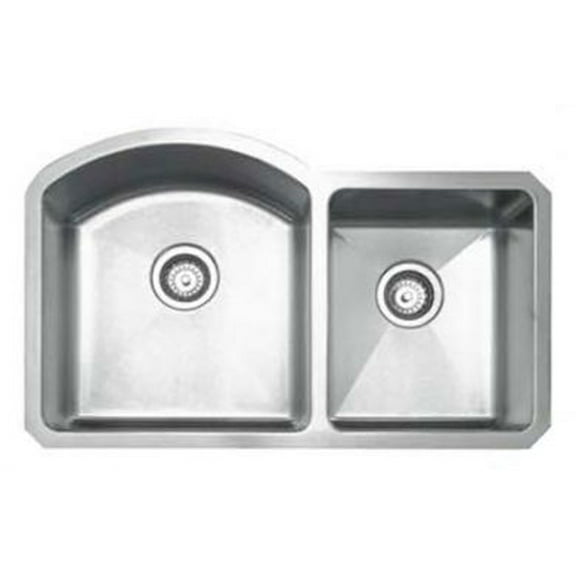 Whitehaus Noah's Collection Brushed Stainless Steel Chefhaus Series Double Bowl Undermount Sink