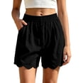 thumbnail image 2 of Women's Soft Cotton Elastic Waistband Shorts with Pockets, Pull On Casual Summer Bottoms with Relaxed Fit, Comfortable Everyday Shorts with Tummy Control for Active Walking,, 2 of 7