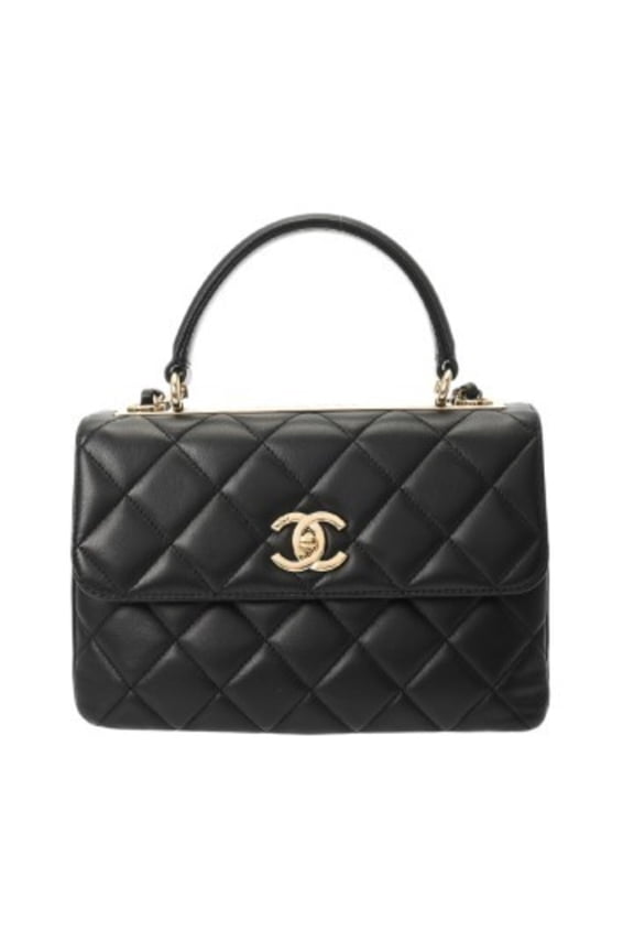 Pre-Owned CHANEL Matelass Trendy CC Top Handle Flap Bag, Black, A92236, Women's Lambskin...