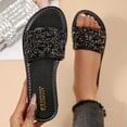thumbnail image 2 of Eltusu Women Flat Slide Sandals, No Slip Open Toe Party PU Summer Shoes Black Size 7, 2 of 9