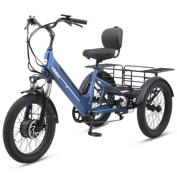 Viribus Electric Tricycle for Adults, 500W Motor 48V 15Ah Electric Trike, with 20"x3" Fat Tire Blue